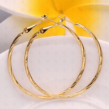 Fashion Stamped Simole  Yellow Gold GP Womens Hoop Earrings 46mm 2024 - buy cheap