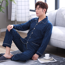 2019 Spring Men's Long Sleeve Cotton Pyjamas Sleepwear Male Stripe Lounge Pajama Sets Plus size Nightwear 3XL 2024 - buy cheap