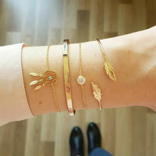 New Fashion Popular Bangles Women's Arrowhead Leaf Bangles Dreamcatcher Bracelet Combination Hot Jewelry Wholesale 2024 - buy cheap