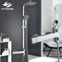 Uythner Bathroom Thermostatic Faucet Chrome Rain Shower Bath Faucet Bathtub Shower Mixer Tap Bathroom Shower Faucets Shower Set 2024 - buy cheap