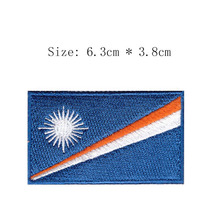 Marshall Islands embroidery flag patch with white sun Majuro city emblem for MC coat Wholesale iron on sew left chest shirts 2024 - buy cheap