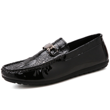 Men Casual Shoes Slip-on Loafers Spring Summer Man Moccasins Shoe Patent Leather PU Men's Flats Black Luxury Driving Footwear 2024 - buy cheap