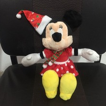 Mini ratón rojo de peluche para niños, juguete de 30cm, regalo de Navidad, Mini ratón, sombrero de Navidad, bufanda, muñeco de peluche, decoraciones para el hogar 2024 - compra barato