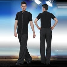 Camisa de dança latina masculina, camisa de manga curta, traje adulto moderno de dança latina para homens 2024 - compre barato