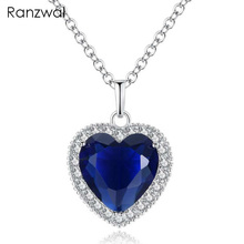 Collares con colgante de circón de cristal de corazón de océano azul a la moda de Ranzwal para mujeres collar de declaración regalo de joyas de fiesta 2024 - compra barato