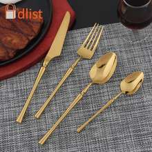 Western Metal Cutlery Sets Golden Ventage Dinner Knife Fork Teaspoon Dinnerware Set Salad Steak Knives Tableware Christmas Gift 2024 - buy cheap