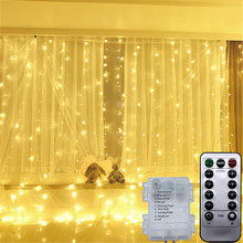 Battery Powered 3X3M 300Leds Copper LED Curtain String Light Waterproof Flexible Indoor Outdoor Fairy Decoration 8 Modes 2024 - buy cheap