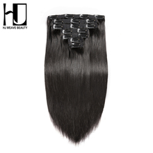 7A HJ WEAVE BEAUTY Clip In Human Hair Extensions Straight Natural Color 7 Pieces/set Remy Hair 100G 14-22 Inch 2024 - buy cheap