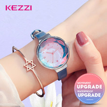 KEZZI модные женские часы роскошные часы с кристаллами Женские кварцевые наручные часы Relojes Mujer 2018 женские часы со стразами синяя кожа 2024 - купить недорого