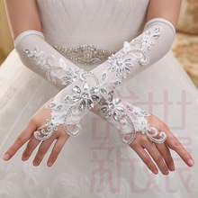 Guantes de novia elegantes y Gorgeous, de encaje, de cristal, con apliques sin dedos, largos, para boda 2024 - compra barato