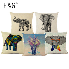 Lovely Cushion Cover Ethnic Morocco Elephant Car Seat Covers Sofa Rectangle Cotton Linen Houseware Animal Pillowcase Covers 2024 - buy cheap