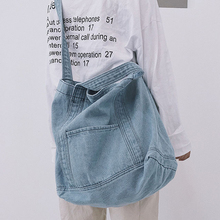 Grande denim macio slouch saco 2022 casual jean tecido bolsa lazer estilo coreano moda japenese moda mensageiro topo-alça saco 2024 - compre barato