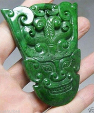 CHINESE OLD HANDWORK GREEN  Jaspers  CARVED FACE PENDANT/ Free Shipping 2024 - buy cheap