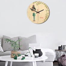 Wooden beauty department living room printing wall clock creative clock cartoon living room decoration wall clock free postage 2024 - buy cheap