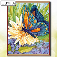 OUYIJIA-Cuadro de mariposa de dibujos animados de animales, 5D, diamantes de imitación cuadrados completos, mosaico, bordado, punto de cruz 2024 - compra barato