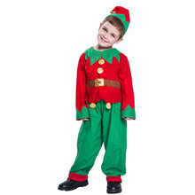 Christmas Costume For Kids Santa Claus Cosplay Boys Christmas Elf Clothes Uniform Hat Suit Child New Year 2024 - buy cheap