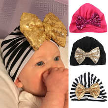 Baby Soft Cotton Hat Caps Glitter Sequins Big Bow Beanies Hats For Boys Girls Toddler Children Warm Cap Accessories 2024 - buy cheap