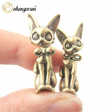 CHENGXUN Female Animal Earrings 3D Kitty Cat Shaped Two Part Front and Back Retro Style Steel Stud Earrings Realistic Earrings 2024 - buy cheap