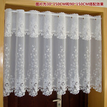 Voile Tulle Curtain Countryside Half-curtain Embroidered Window Valance Lace Hem Coffee Curtain for Kitchen Cabinet Door 2024 - buy cheap
