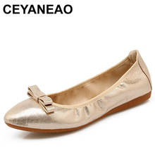 CEYANEAO 2019Foldable Ballet Women Flat Shoes Loafers Female Pointed Toe Bow Casual Shoes Plus Size Women Flats E1588 2024 - buy cheap