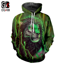 Suéter com capuz masculino e feminino série leão galáxia pelúcia 3d engraçado animal impresso pulôver engraçado streetwear roupa de treino dropshipping 2024 - compre barato