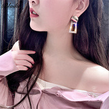 Blaike Korean Gold/Silver Geometric Drop Earrings Sparkling Zircon Dangle Earrings Fashion Earrings For Women 2019 Statement 2024 - buy cheap