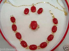 Conjunto de pingente de brinco pulseira jade vermelha> relógio banhado quartz cristal zircônia cúbica 2024 - compre barato