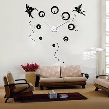 Angel Large Wall Clock Oversize Decorative Clock for Living Room Acrylic 3D DIY Mirror Wall Stickers Circle Dots Big Wall Clocks 2024 - buy cheap