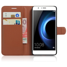 Чехол для Huawei Honor 8, бумажник с отделениями для карт, чехлы с подставкой, черные чехлы, откидной кожаный защитный чехол с узором Личи для Huawei8 Honor8 2024 - купить недорого