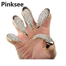 Wholesale Lots 10pcs Retro Punk Full Crystal Claw Ring Finger Nail Rings 3 Sizes For Women jewelry Drop Free 2024 - buy cheap