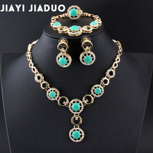 Jiayijiaduo Nigéria vestido de casamento Áustria cristal Conjunto De Jóias de Noiva coleção charme mulheres colar brincos pulseira atacado 2024 - compre barato