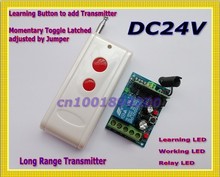 Interruptor de Control remoto DC24V 1CH RF, transmisor receptor de 24v, controlador inalámbrico, relé de Control remoto LED, código de aprendizaje de largo alcance 2024 - compra barato