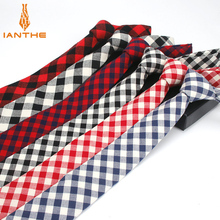 ¡Novedad! corbata de algodón Jacquard para hombre, corbata clásica a cuadros de 6 cm, corbata estrecha 2024 - compra barato