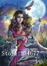 Beautiful Girl and Wolf Animal Cross Stitch Kits Crafts 14CT Unprinted Embroidered Handmade Arts Oil Painting Wall Home Decor 2024 - buy cheap