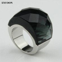 LYCOON hot sale high quality 316L stainless steel wedding Jewelry rings Austria clear transparent grey crystal ring for women 2024 - buy cheap