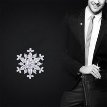 Wukaka Fashion Zircon Snowflake Men's Brooch Suit Pins Brooch and Brooches For Women gifts Man Jewelry 2019 2024 - buy cheap