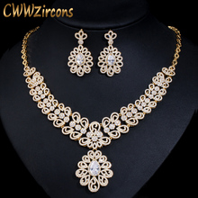 Csegunda zircônia cúbica nigeriana, colar e brincos grandes para casamento, joias de luxo douradas estilo dubai, t130 2024 - compre barato