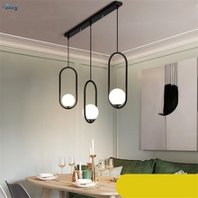 Nordic Three Heads Ring Glass Ball Pendant Lights Restaurant Kitchen Cafe Dining Room Bar Oval Black Gold Hanging Lamps Fixtures 2024 - buy cheap