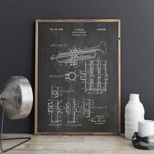 Trumpet Patent Poster Music Room Wall Art Canvas Painting Vintage Blueprint Posters and Prints Gift idea Picture Home Wall Decor 2024 - buy cheap