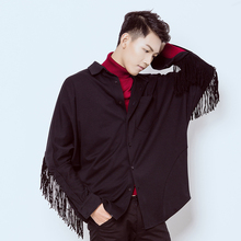 S-5XL ! 2017 New Men clothing Bigbang Hair Stylist fashion Bat sleeve tassels Non-mainst street shirt Plus size singer costumes 2024 - buy cheap