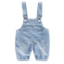 Штаны на подтяжках для маленьких мальчиков и девочек, детские хлопковые эластичные джинсовые штаны, комбинезоны, брюки 2024 - купить недорого