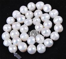 Free shipping natural 9mm-10mm White Akoya Cultured Pearl Necklace 18"AAA 2024 - buy cheap