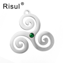 Risul keltic criple spiral triskel inspired zodiac birth/month color lucky women Pendant stainless steel mirror polished charms 2024 - buy cheap