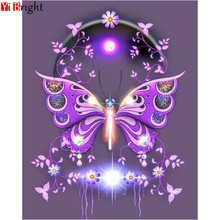 5D DIY Diamante pintura animal borboleta Roxa Diamante bordado Cheio Quadrado/Rodada strass ponto Cruz Pintura de Parede XY1 2024 - compre barato