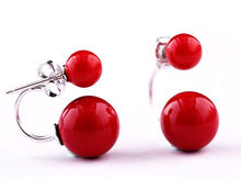 Pendientes de plata de ley con perla de concha del Mar del Sur, doble color rojo, Coral, nuevo estilo, gran oferta 2024 - compra barato