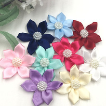 Upick 20pcs Ribbon Flowers Bows W/Rhinestone Appliques Craft Wedding A347 2024 - buy cheap