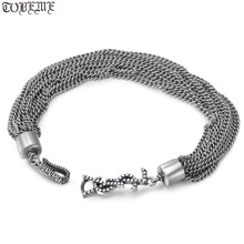 100% 925 prata corrente pulseira sterling lady pulseira vintage prata pulseira jóias presente 2024 - compre barato