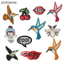 ZOTOONE Flying Birds Patches Lips Stickers Diy Iron on Clothes Heat Transfer Applique Embroidered Applications Cloth Fabric G 2024 - buy cheap