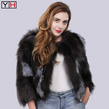 100%Natural Genuine Real Silver Fox Fur Coat Luxury Lady Real Fox Fur Coat Winter Women Fur Outerwear Coats Trench Overcoat 2024 - buy cheap