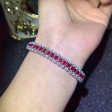 Lujosa pulsera de GEMA de rubí rojo natural de enlace grande, pulsera de piedra natural S925 plata para mujer y Chica, joyería de regalo para bodas y fiestas 2024 - compra barato